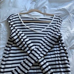 navy blue and white stripped long sleeve